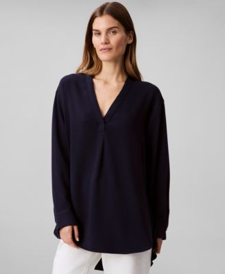 Calvin Klein Women's Relaxed V-Neck Popover Tunic - Macy's | Macy's