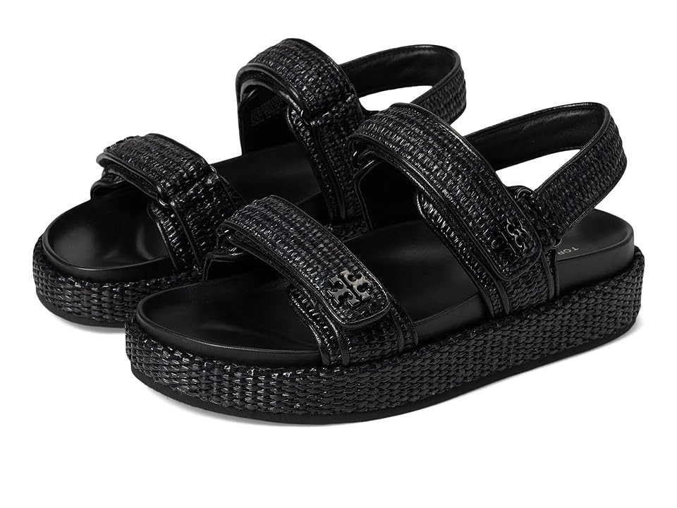 Tory Burch Kira Sport Sandals Women's Wedge Shoes Black : 9.5 M, Leather | Zappos