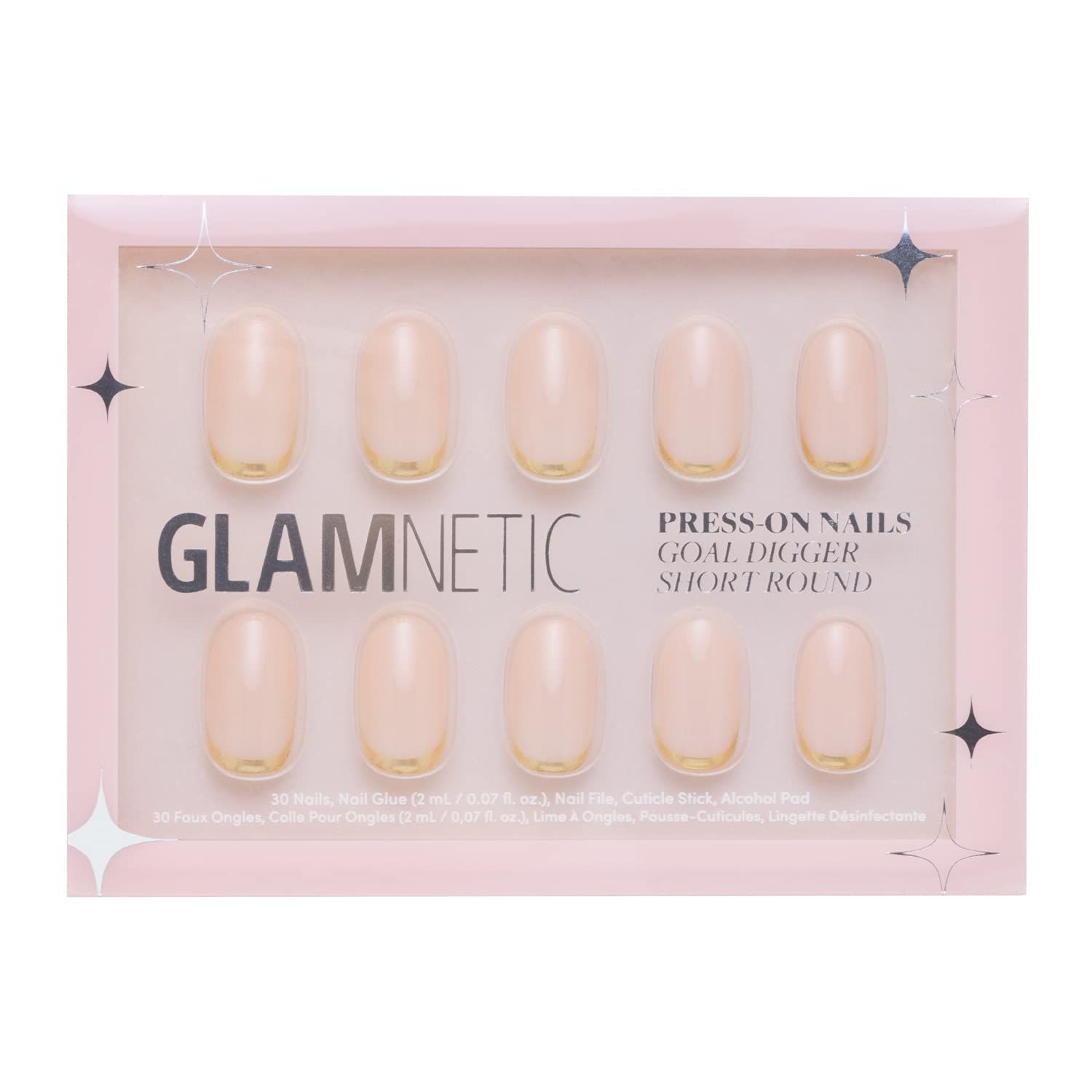 Glamnetic Press On Nails - Goal Digger | Glossy, Semi-Transparent, Short Round Nails, Reusable | ... | Amazon (US)
