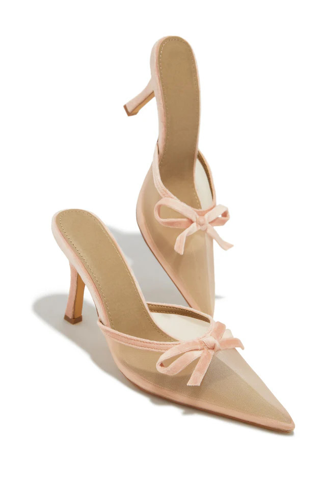 Miss Lola | Carrie Nude Mule Heel Pumps | MISS LOLA