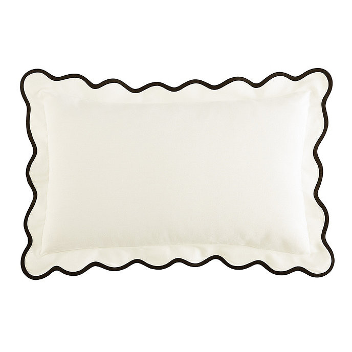 Scalloped Outdoor Solid Throw Pillow Cover with Piping & Insert | Ballard Designs, Inc.