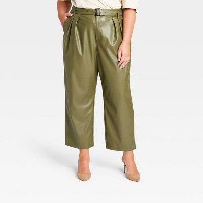 Women's High-Rise Regular Fit Belted Pants - Who What Wear™ Green | Target