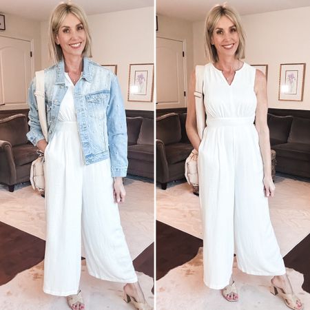 Amazon white jumpsuit and denim jacket. Fits true to size and I’m wears small. Perfect for spring! Denim jacket is on pre order but I linked up a similar one!

Spring outfit, over 40, Amazon fashion, 

#LTKover40 #LTKSeasonal #LTKstyletip