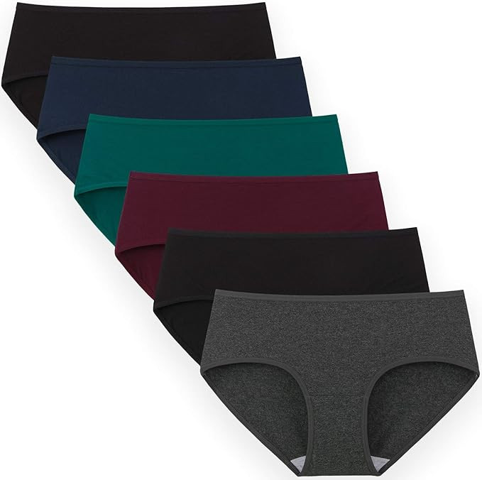 INNERSY Womens Underwear Cotton Hipster Panties Regular & Plus Size 6-Pack | Amazon (US)