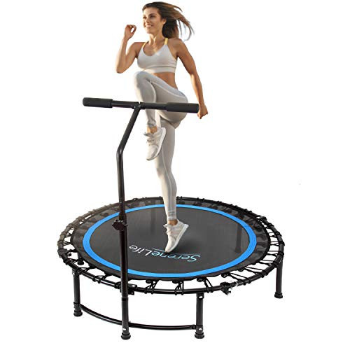 SereneLife Fitness Exercise Rebounder Mini Trampoline-48' Inch Hexagonal Jump Exercise Equipment Mini Trampoline For Adults-Rebounders Mini Trampolines For Adults With Bar Handle-SereneLife SLELT518 | Amazon (US)