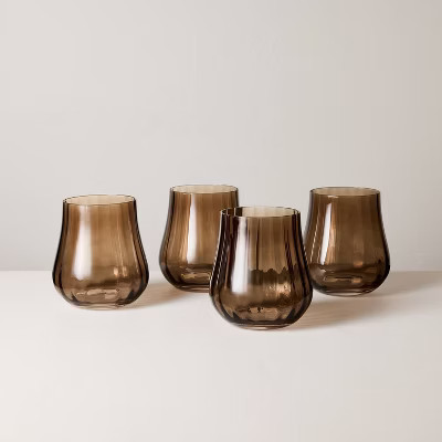 Set of 4 14oz Short Water Glasses Brown - Hearth & Hand™ with Magnolia | Target