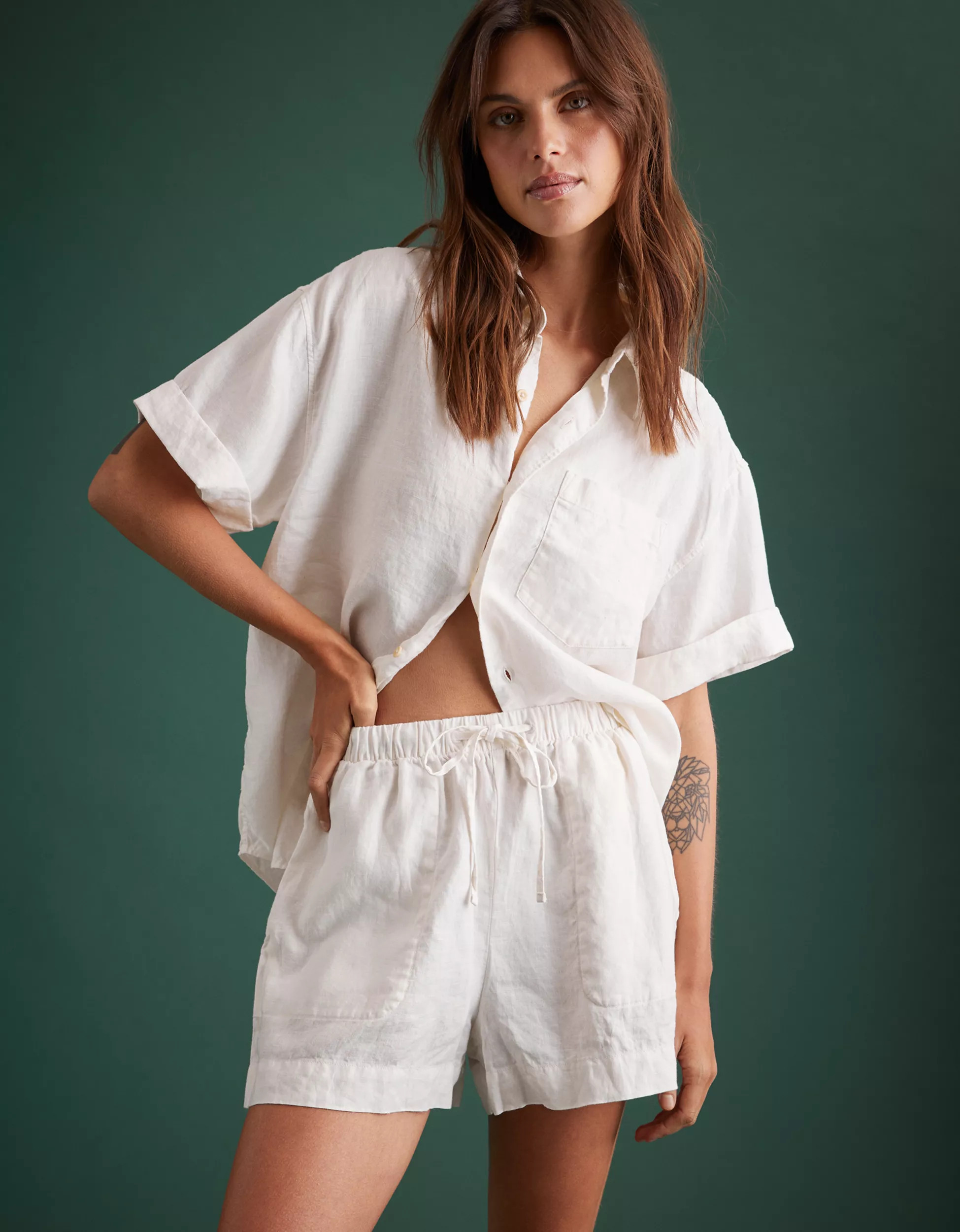 AE77 Premium Linen Pull-On Short | American Eagle Outfitters (US & CA)