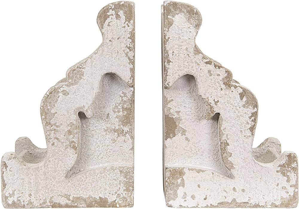 Creative Co-Op Distressed White Corbel Shaped Bookends (Set of 2 Pieces) | Amazon (US)