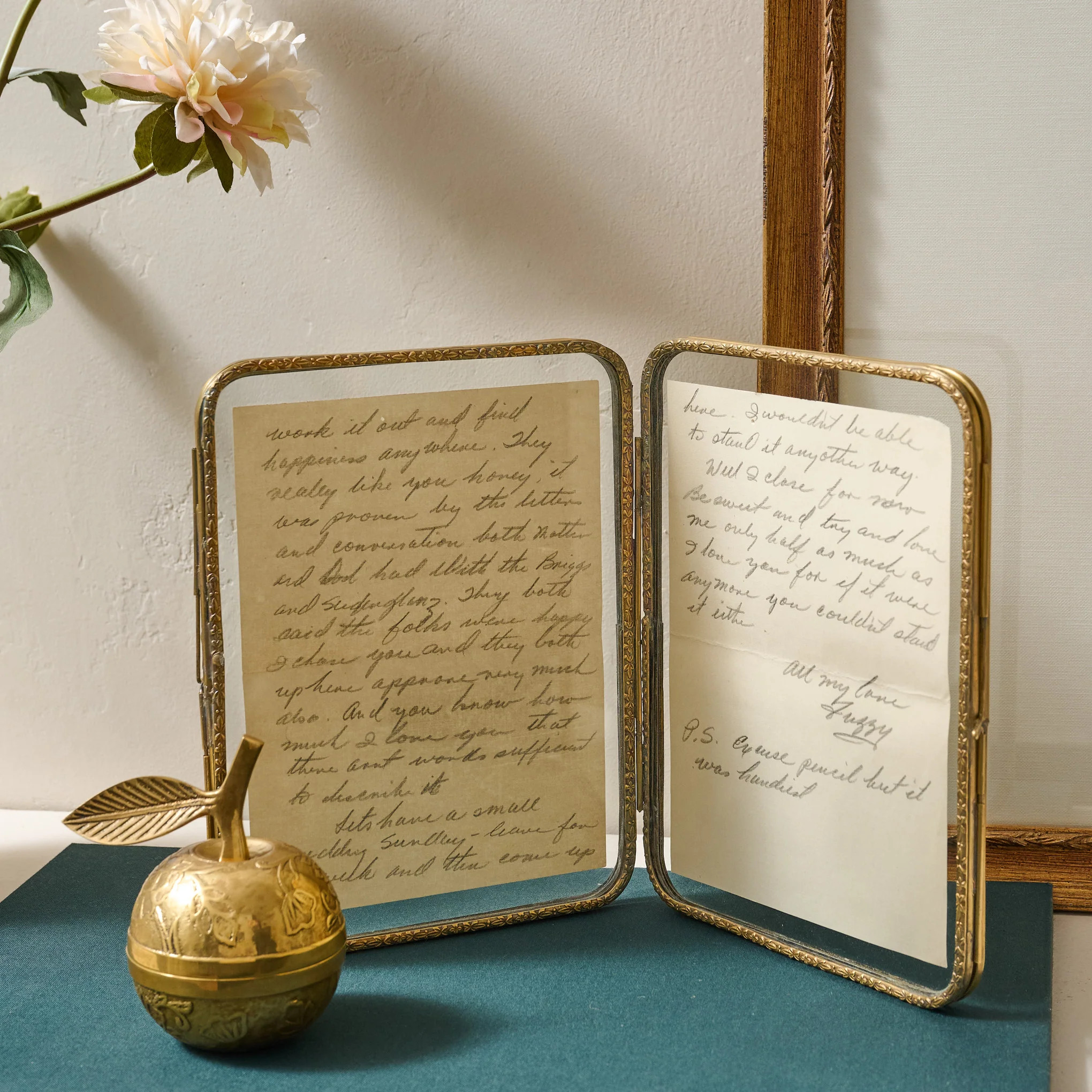 Antiqued Brass Double Photo Frame | Magnolia