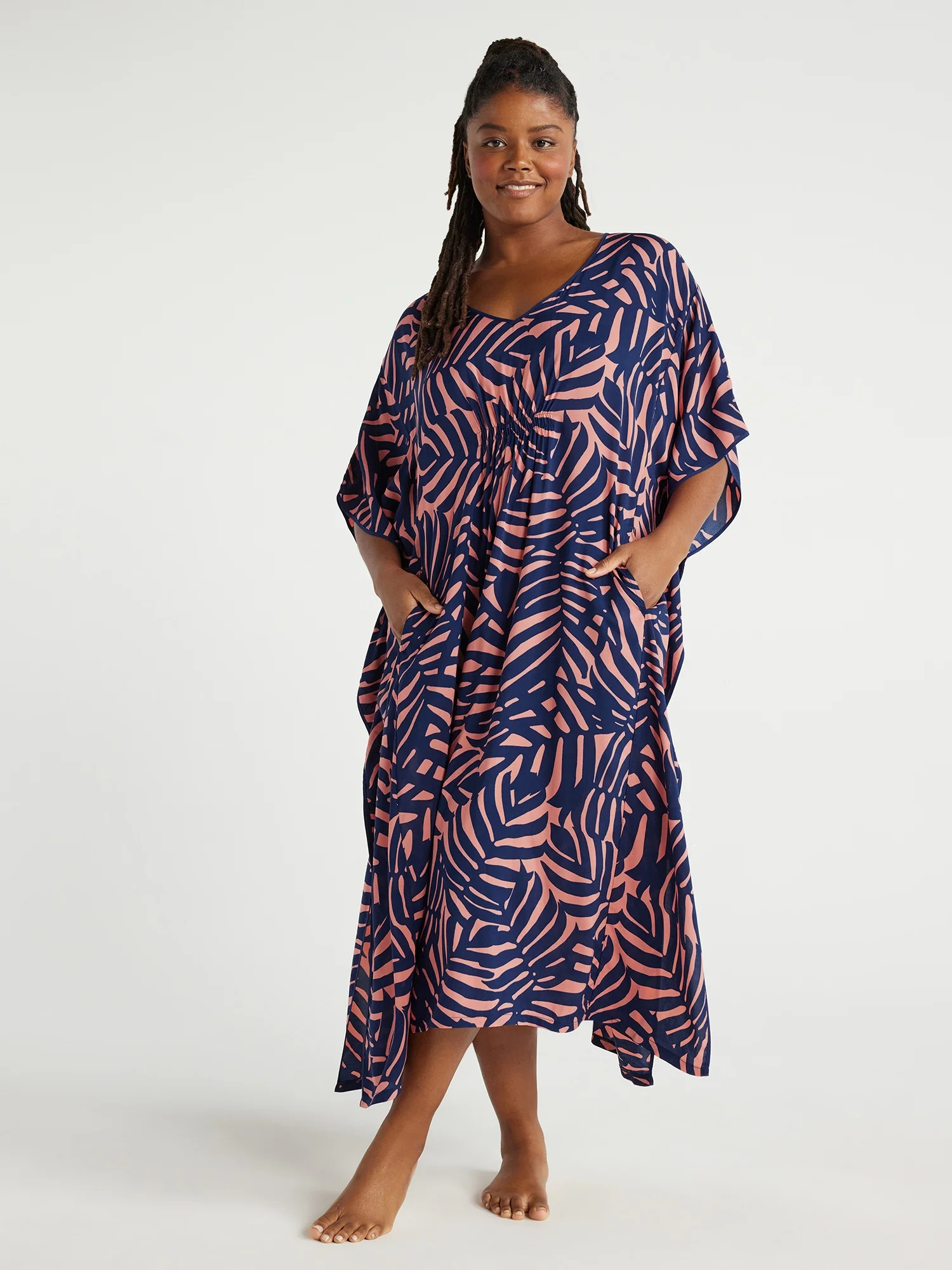 Joyspun Women's Woven Print Sleep Caftan, Sizes S to 4X - Walmart.com | Walmart (US)