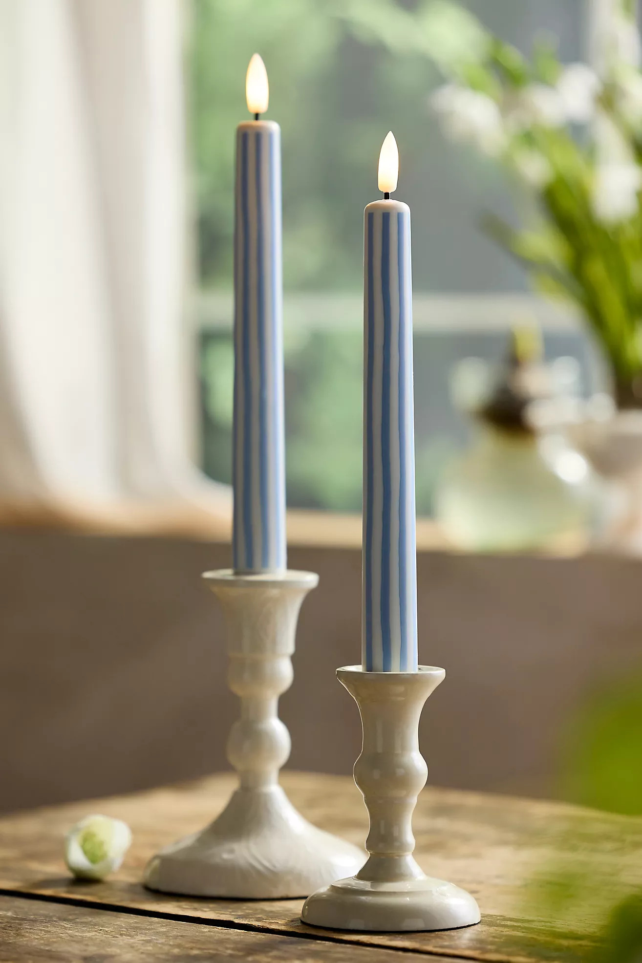 Flameless Stripe Taper Candles, Set of 2 | Anthropologie (US)