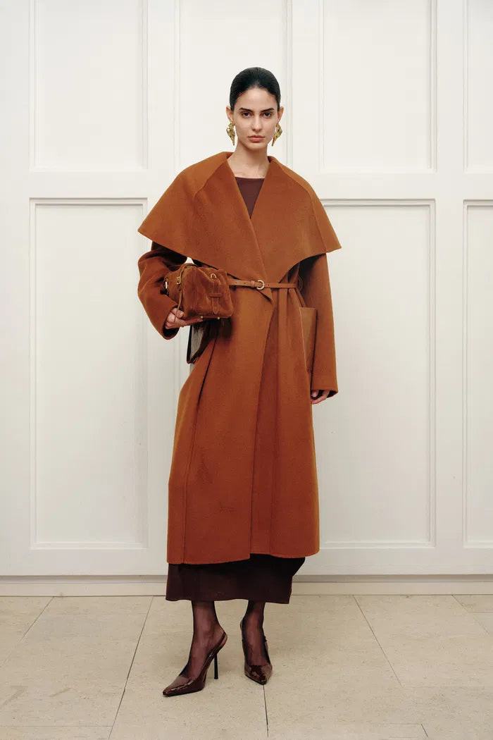 Eliza Cape Style Belted Wool Coat in Double-Face Merino-Cashmere | Fabrique