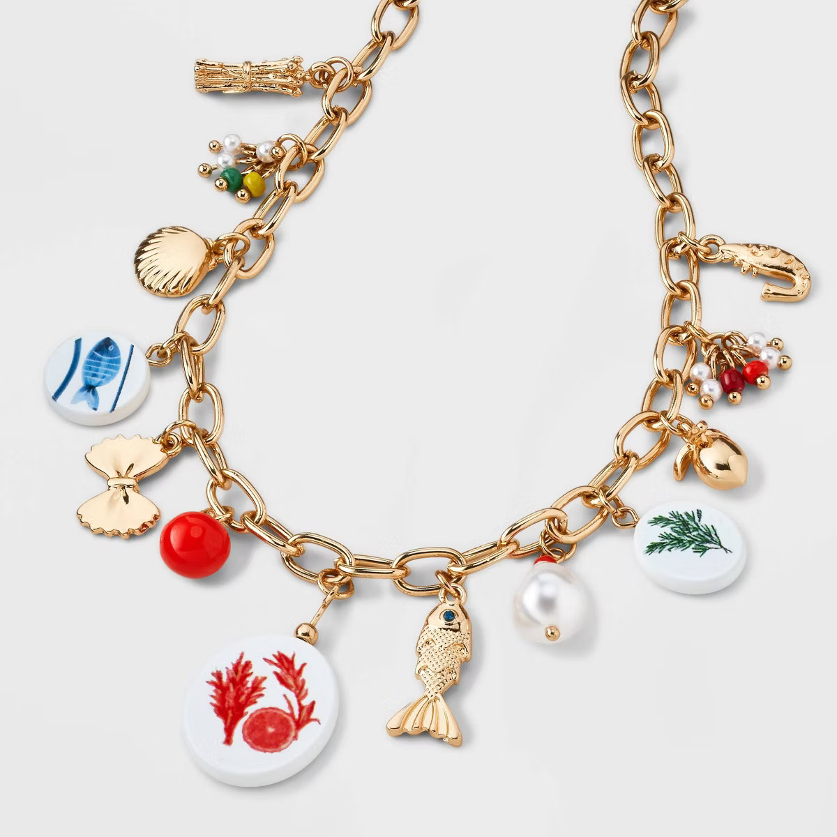 Herbs Fish and Pasta Charm Pendant Necklace - Universal Thread™ Gold | Target