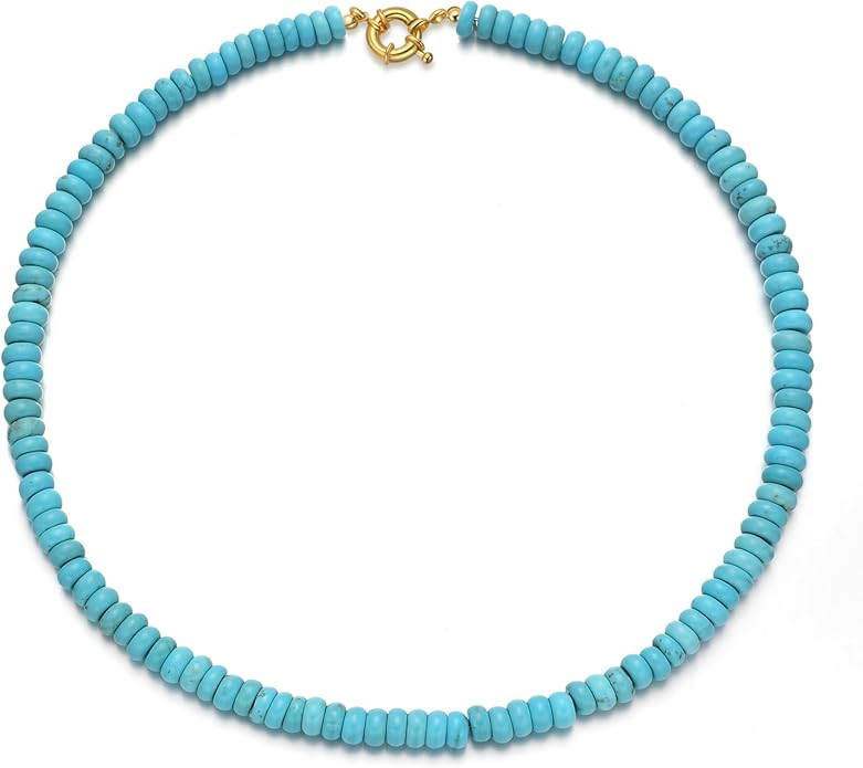 Beaded Gemstone Necklaces for Women, Bohemian Colored Choker Natural Stone Bead Decoration Summer... | Amazon (US)