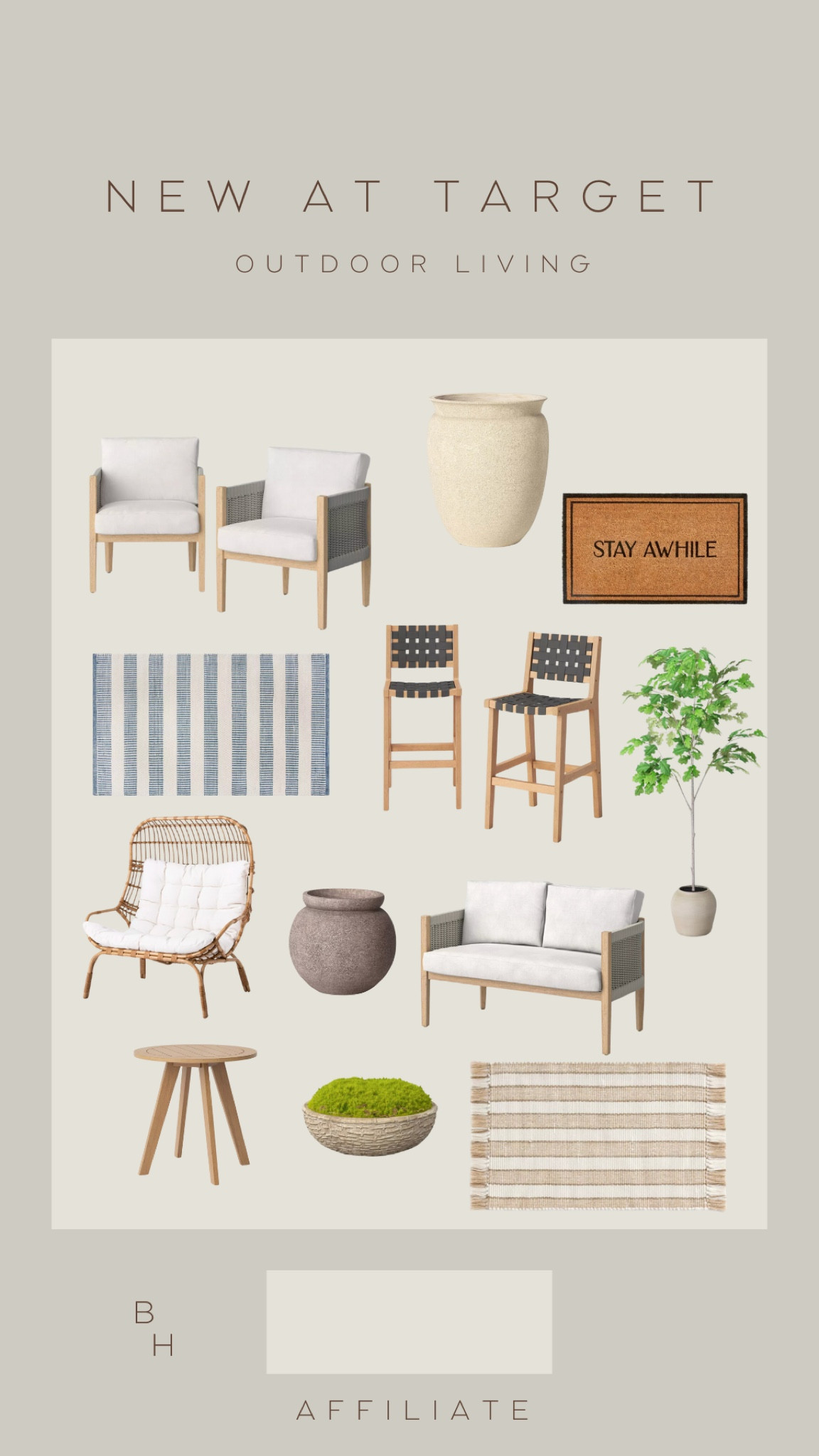 New at Target - Outdoor Living

Outdoor living decor, outdoor chairs, outdoor table, outdoor entertaining furniture, welcome mat, front porch decor, planter for outside, outdoor planter, outdoor rug, outdoor accent table, outdoor egg chair, outdoor barstools 