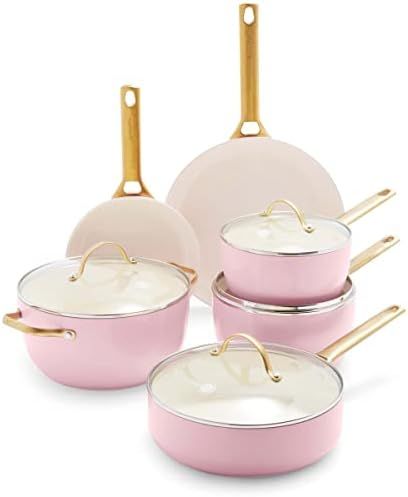 GreenPan Reserve Healthy Ceramic Nonstick Cookware Pots and Pans Set, 10 Piece, Blush Pink | Amazon (US)