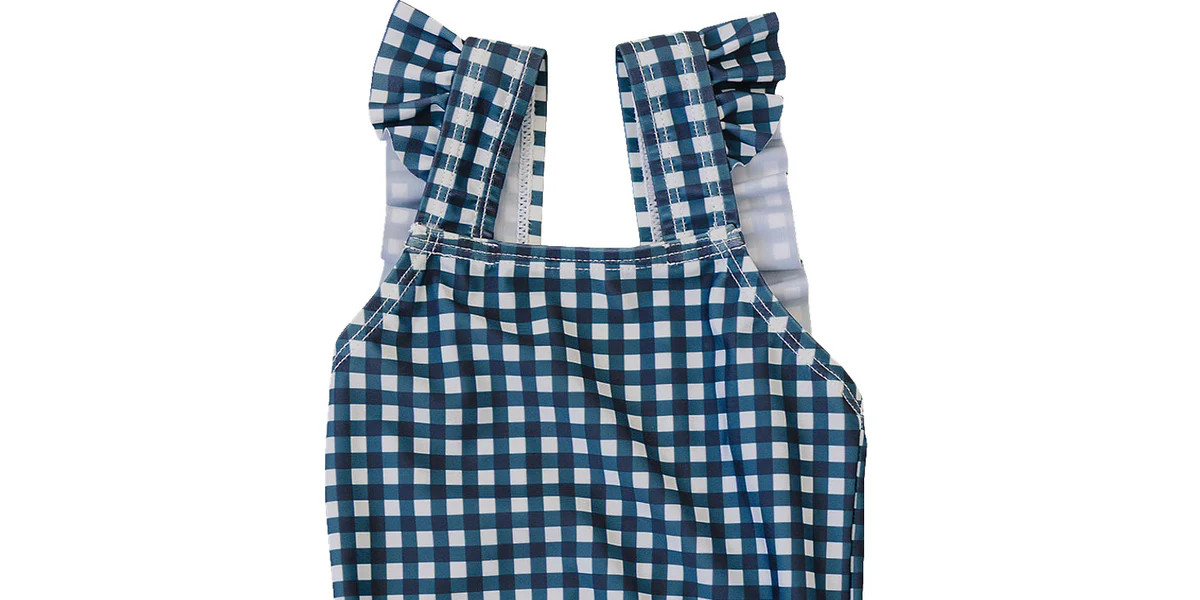 Navy Gingham One-Piece | Mebie Baby