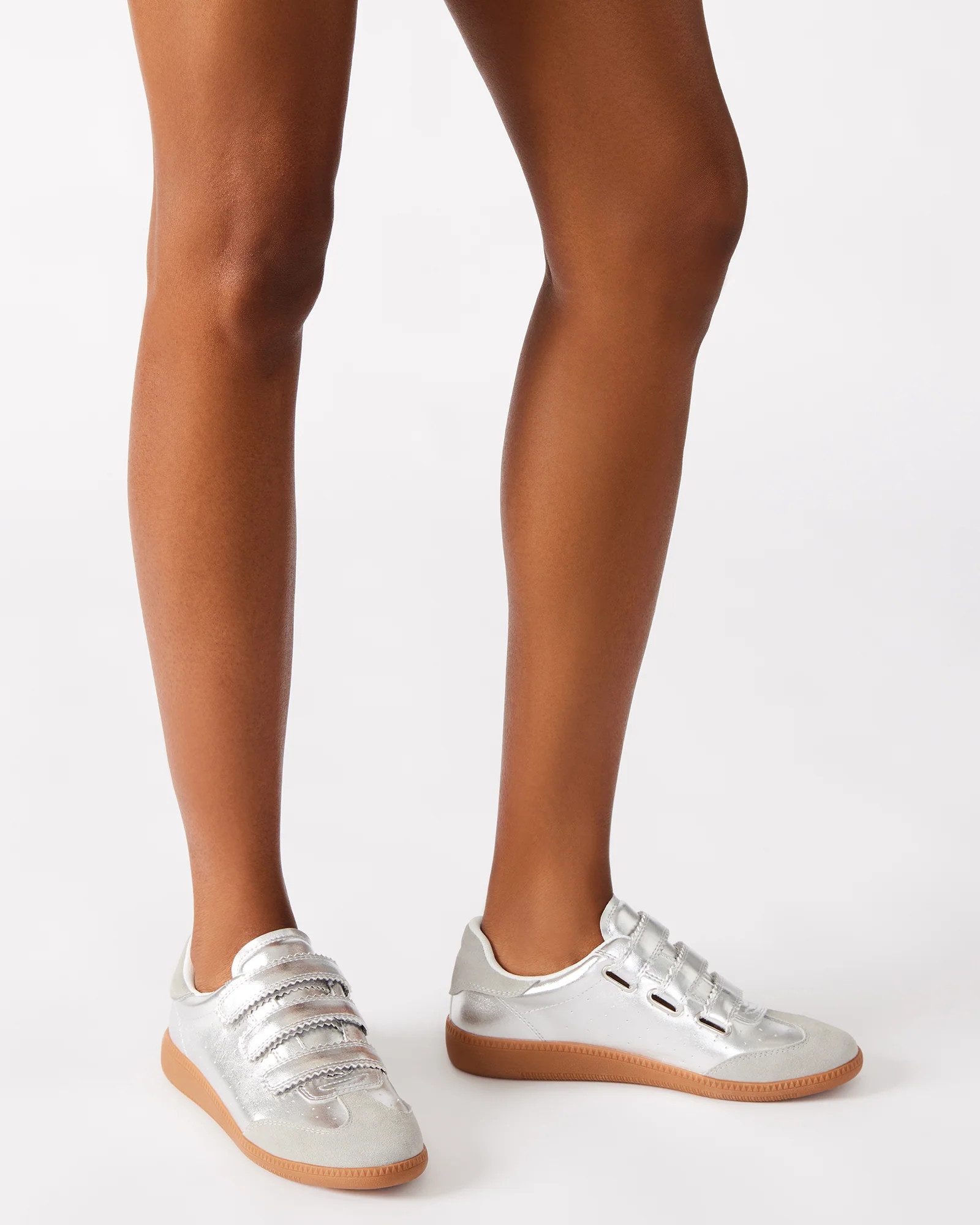 MOMENTUM Silver Velcro Low-Top Women's Sneakers | Steve Madden (US)