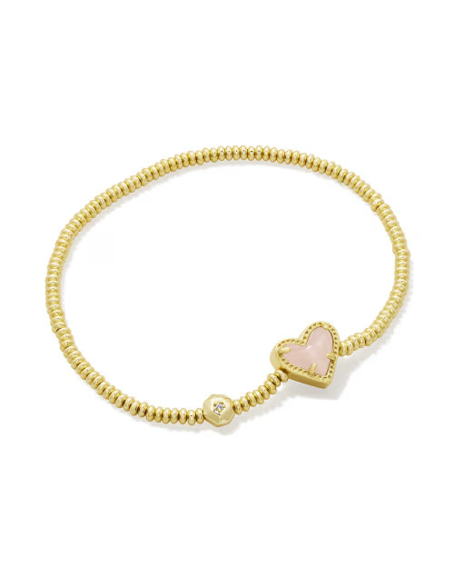 Ari Heart Gold Stretch Bracelet in Rose Quartz | Kendra Scott