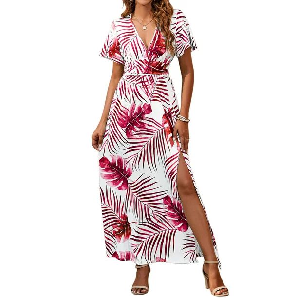 Maxi Dresses for Women Tropical Print Summer Dresses Rayon Sexy Sun Dresses Shermie - Walmart.com | Walmart (US)