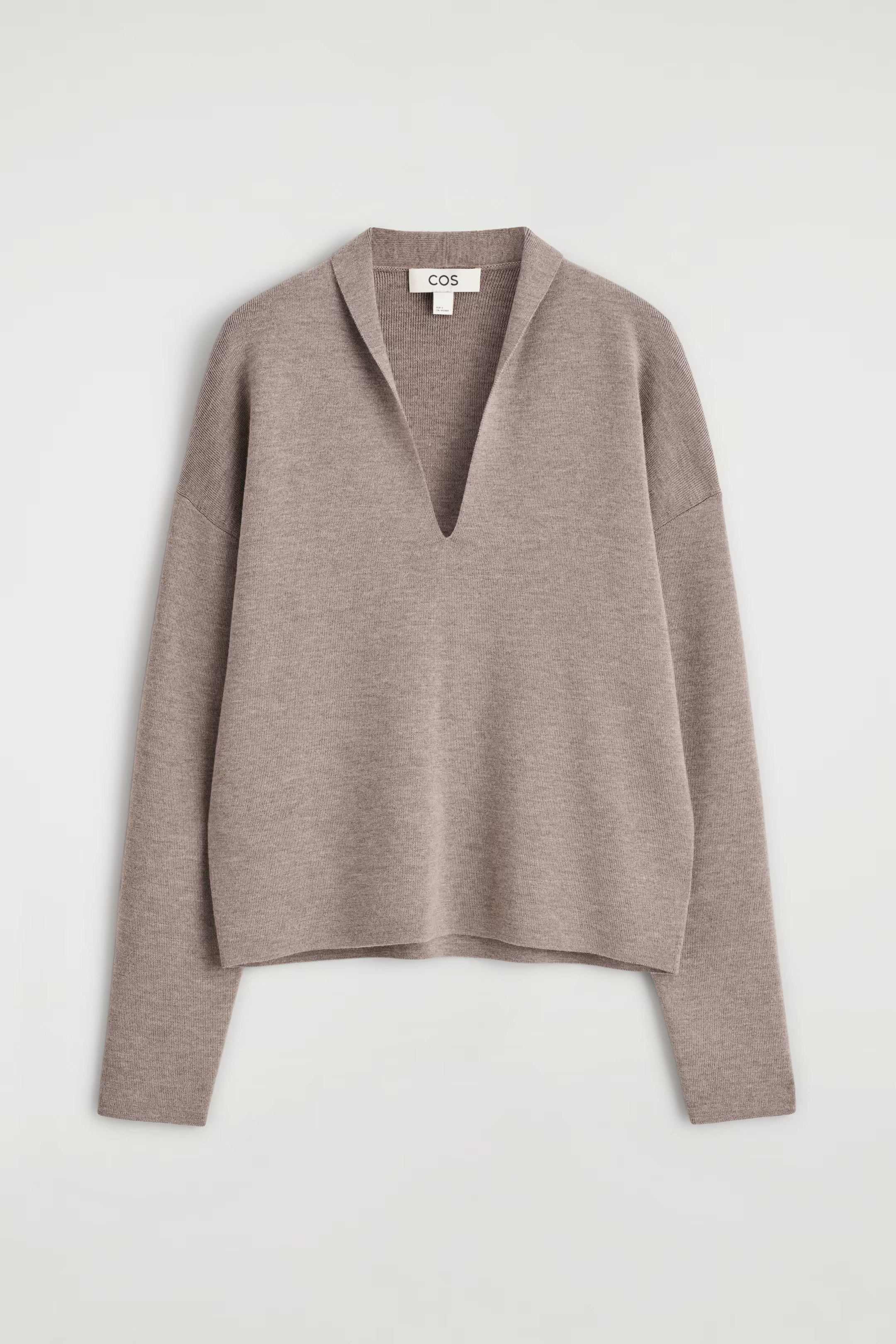 DRAPED MERINO WOOL V-NECK SWEATER - MOLE MÉLANGE | COS | COS (EU)