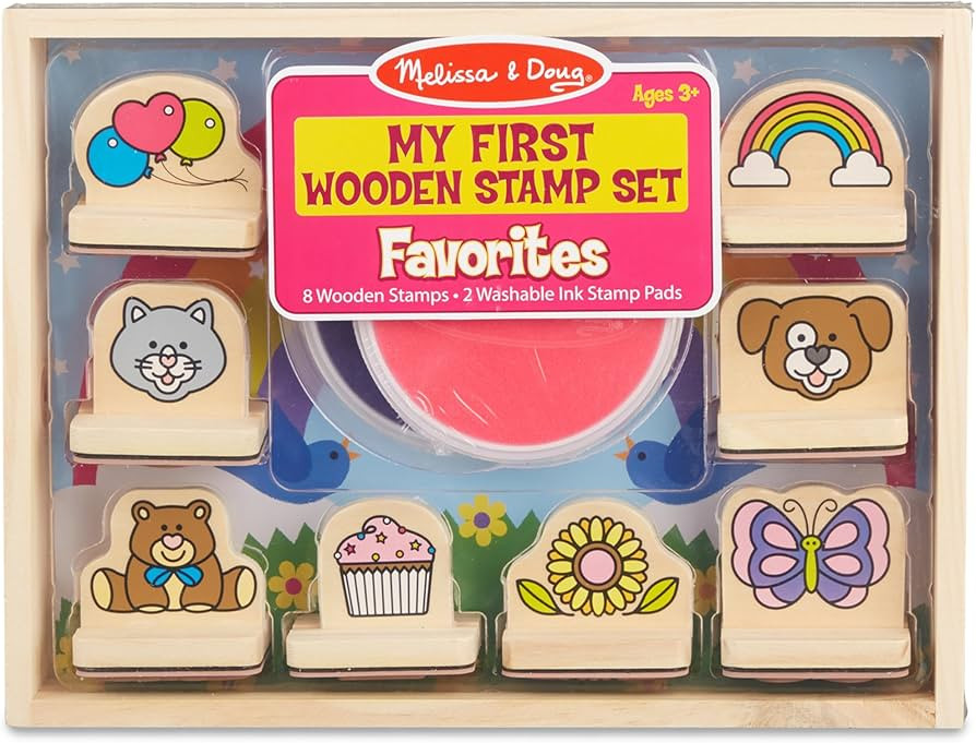 Melissa & Doug My First Wooden Stamp Set Favorites (8 Stamps with Handles, 2 Washable Ink Pads) W... | Amazon (US)