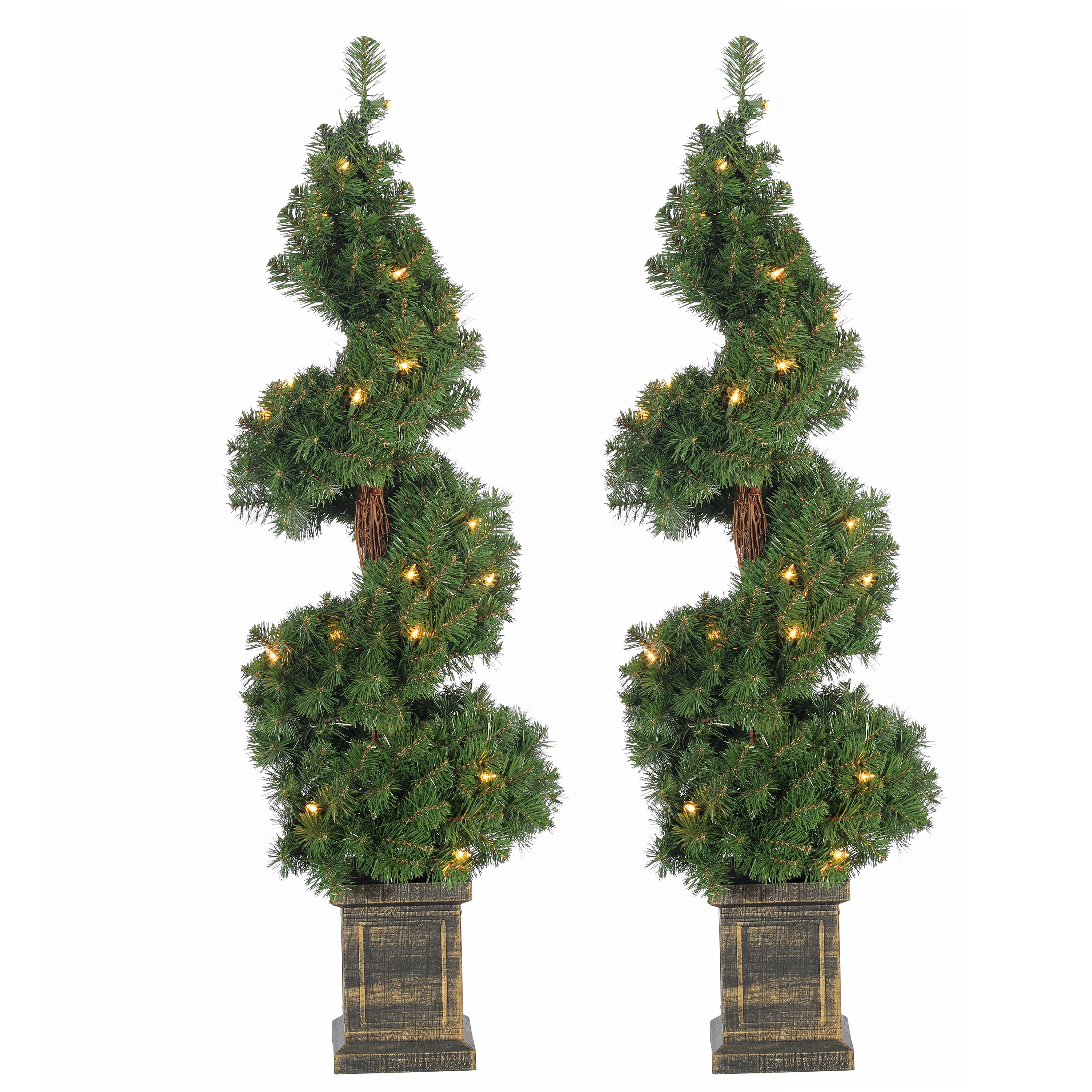 3.5Ft Pre Lit Warm White Led Potted Spiral Tree With 35 Lights And 281 Branch Tips (Set of 2) | Wayfair North America