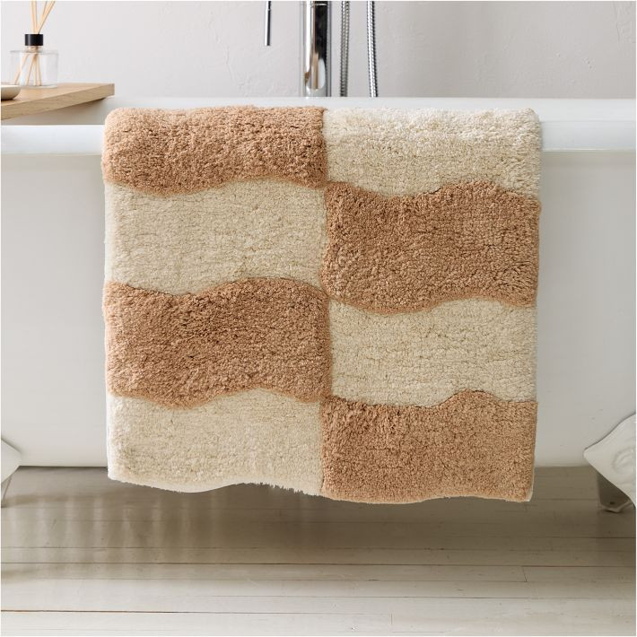 Wavy Blocks Bath Mat | West Elm (US)