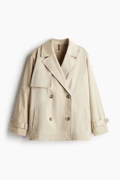 H & M - Short Twill Trench Coat - Beige | H&M (US + CA)