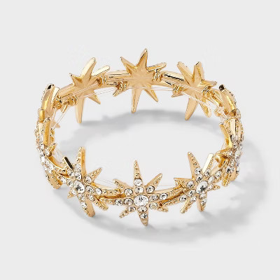 Pave Star Stretch Bracelet - A New Day™ Gold/Clear | Target