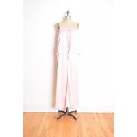 Vintage 70S Dress Light Pink Tiered Layered Disco Goddess Long Maxi Gown Xs S Clothing | Etsy (US)