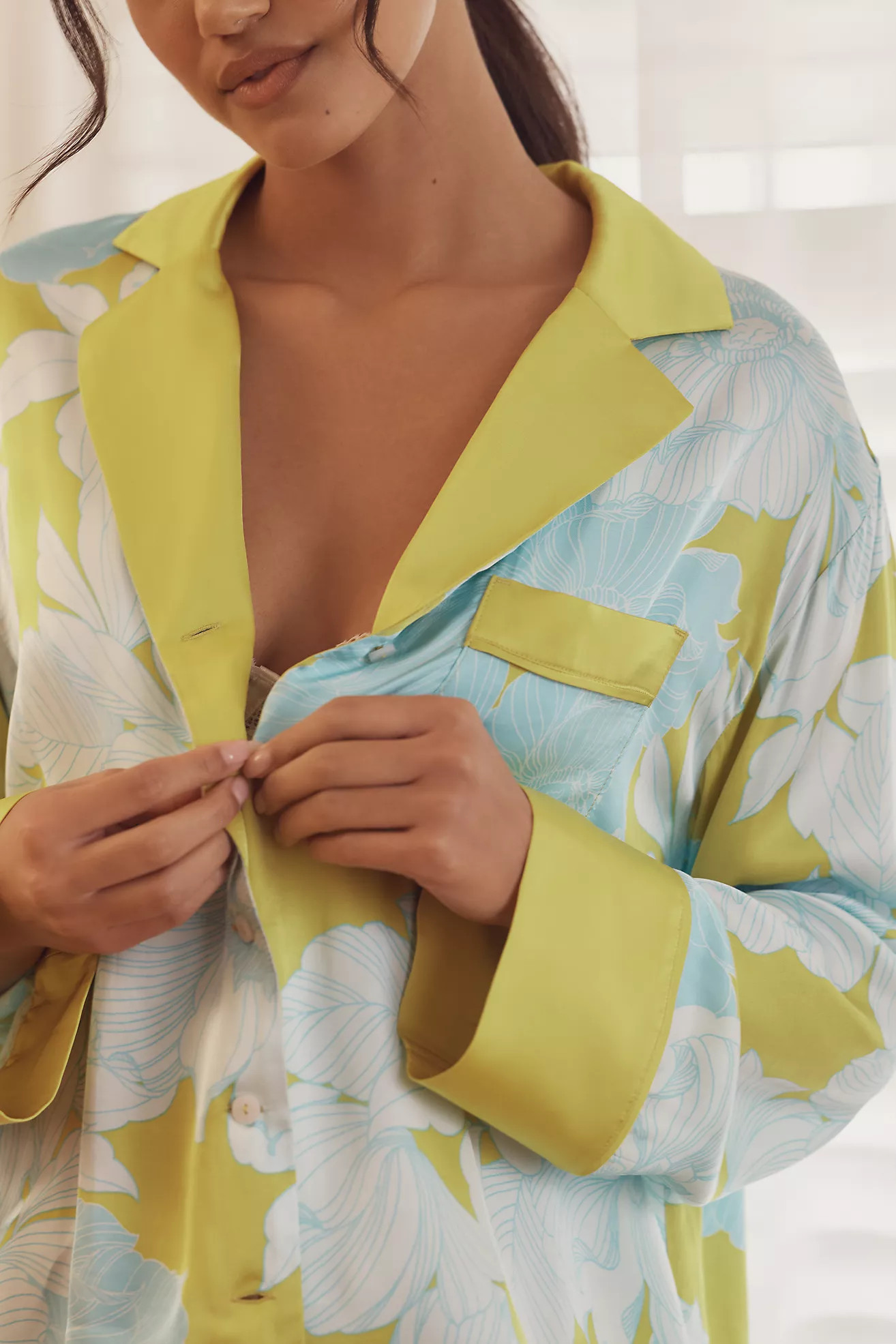 By Anthropologie Oversized Button-Front Pajama Shirt | Anthropologie (US)