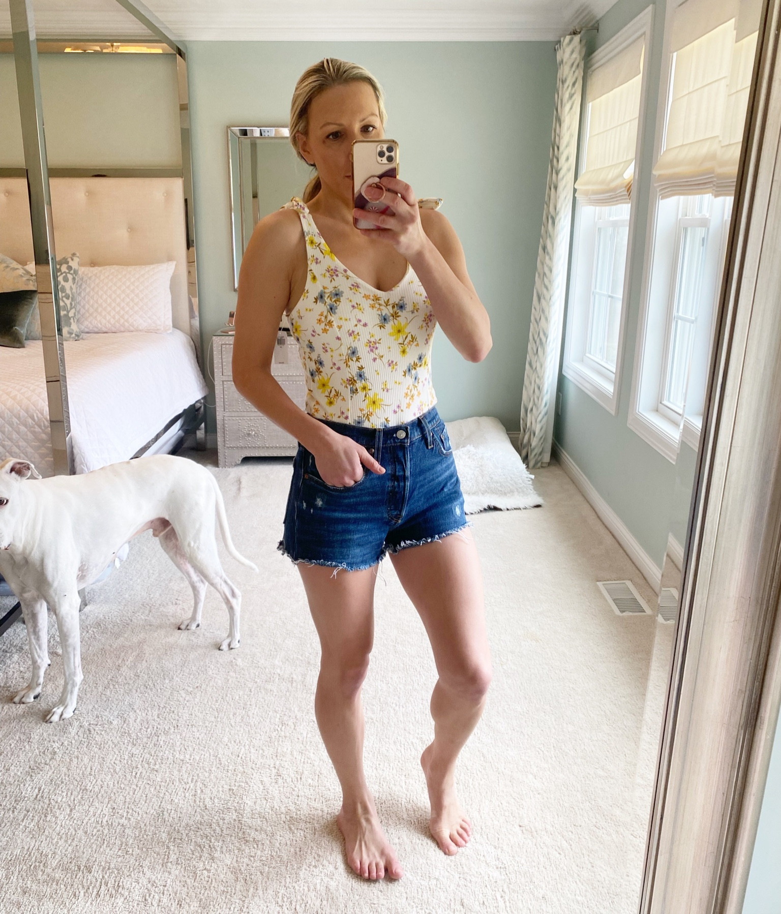 Old navy floral bodysuit with Levi’s 501 dark wash cutoff shorts 

#summerputfit #springoutfit #cutoffs #selfie 

#LTKSeasonal #LTKhome #LTKstyletip