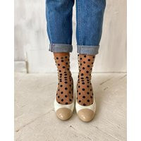Beige Tulle Polka Dot Socks, Sheer Nylon Mesh Socks With Big Dots, Lace For Women, Heels, Trendy Wedding | Etsy (US)