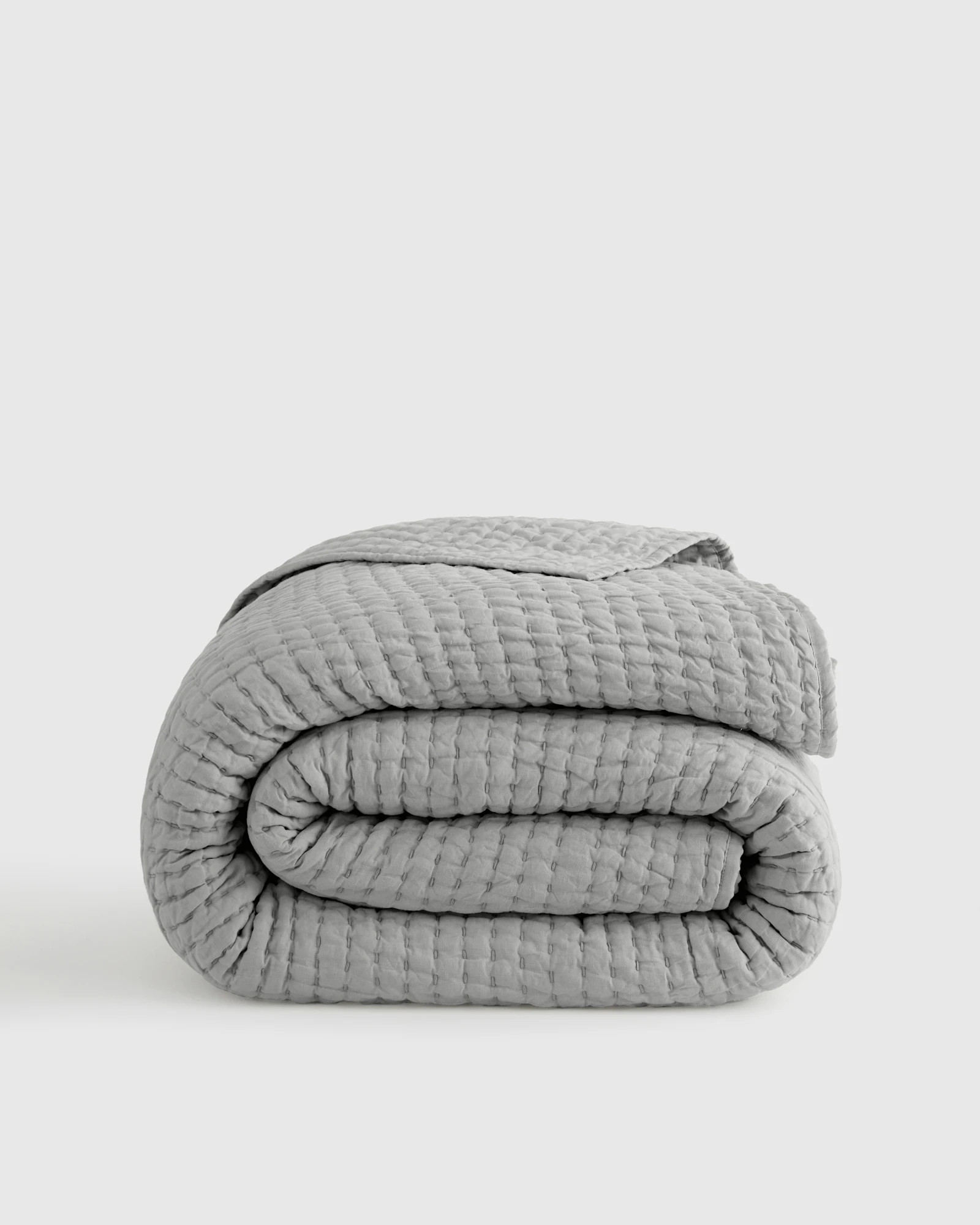 Quince | European Linen Cotton Stitch Quilt in Terracotta, Size Twin | Quince