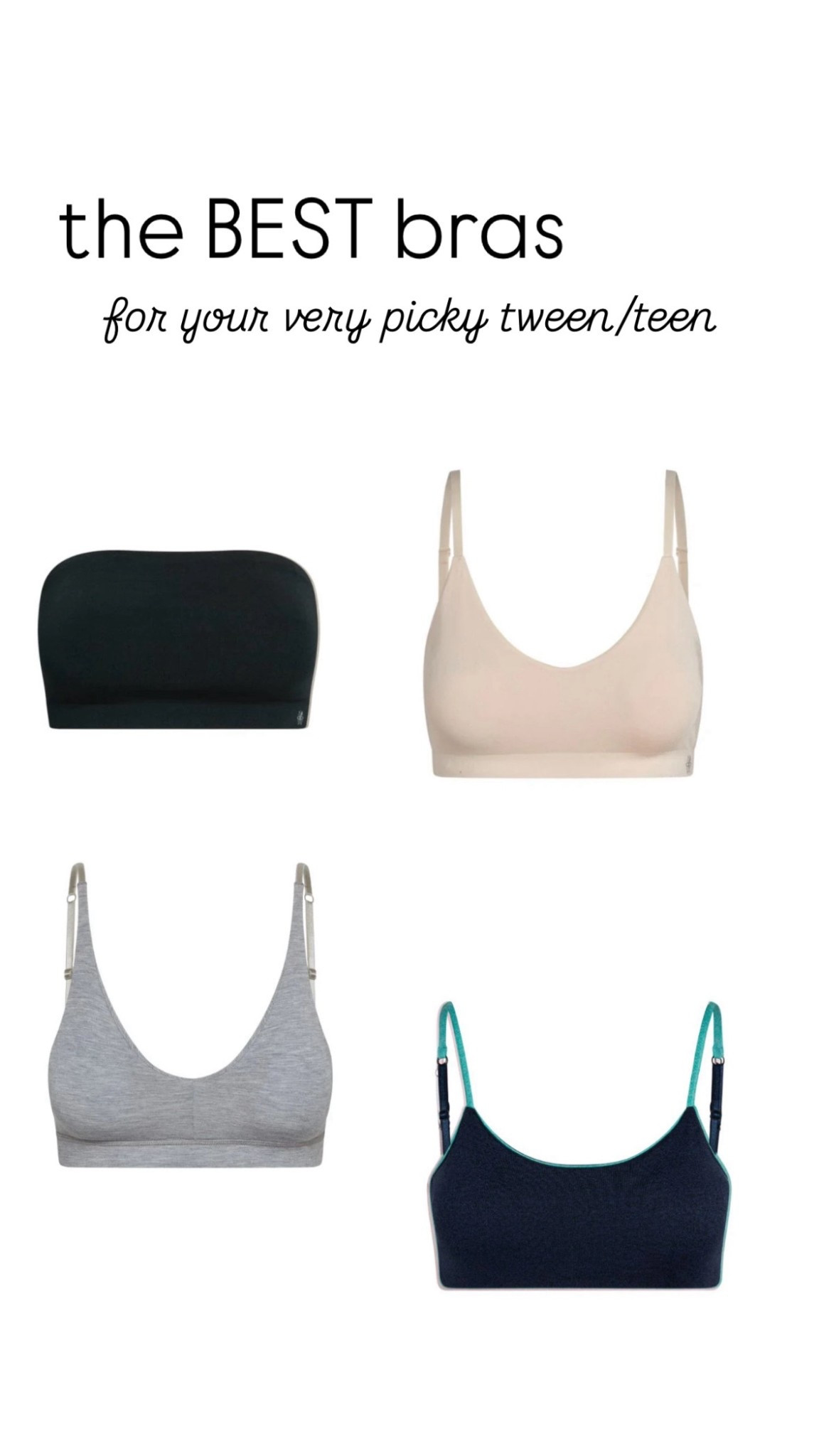 My tween daughter is so picky when it comes to her bras. She put this on and immediately loved it. Pads are sewn in and they are so soft. There are tons of styles and colors to choose from 

#LTKKids #LTKSaleAlert #LTKFamily