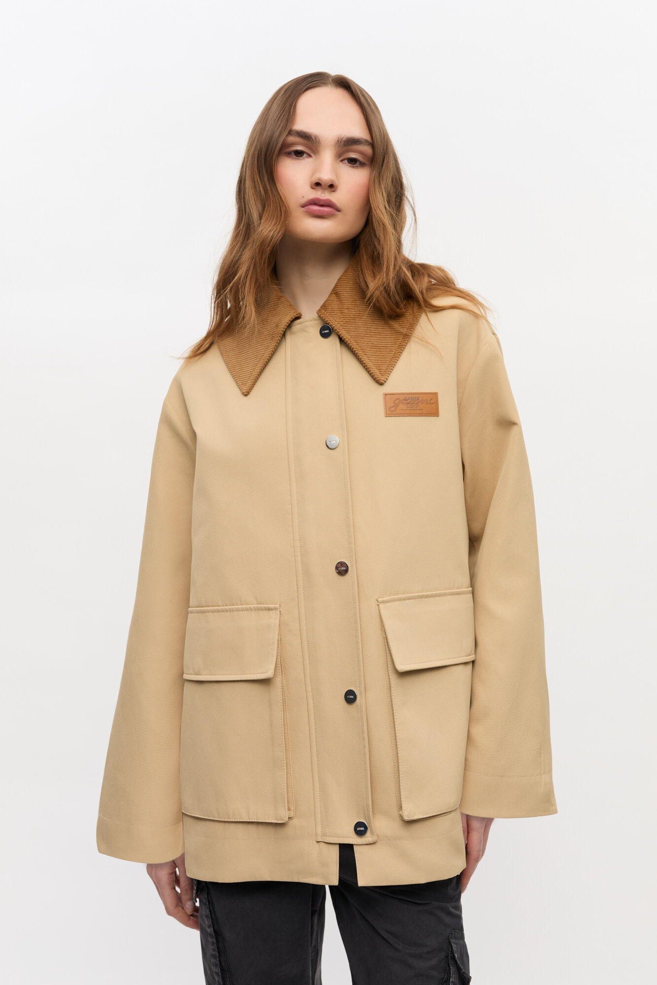 Camel Twill Midi Jacket | Ganni
