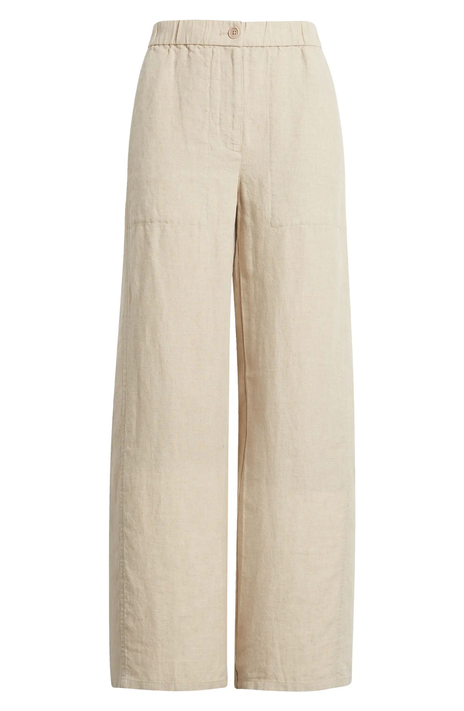 Wide Leg Organic Linen Ankle Pants | Nordstrom