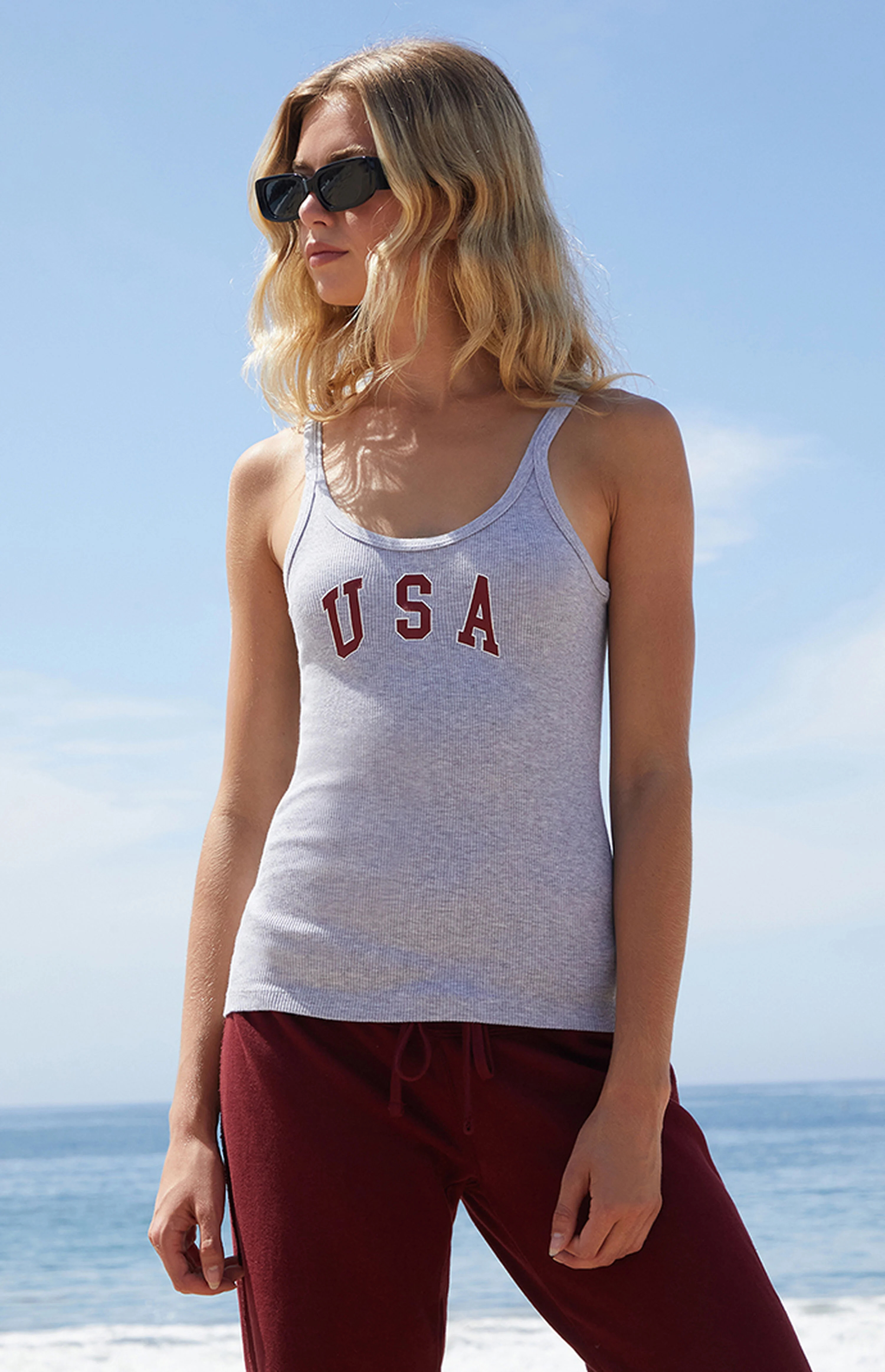 John Galt Light Gray Beyonca USA Tank Top | PacSun