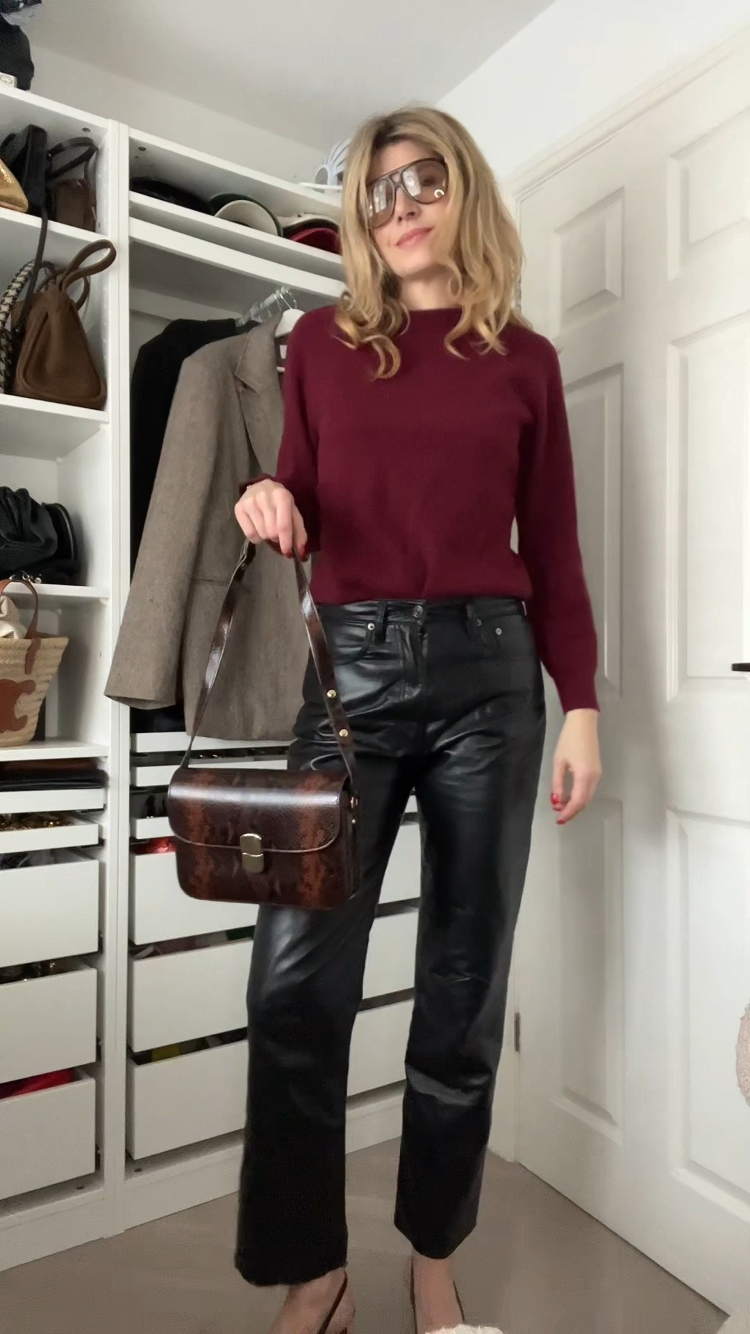 Sezane shoes, Sezane bag, agolde trousers, cashmere jumper, burgundy jumper, slingbacks 

#LTKeurope #LTKwinter #LTKstyletip