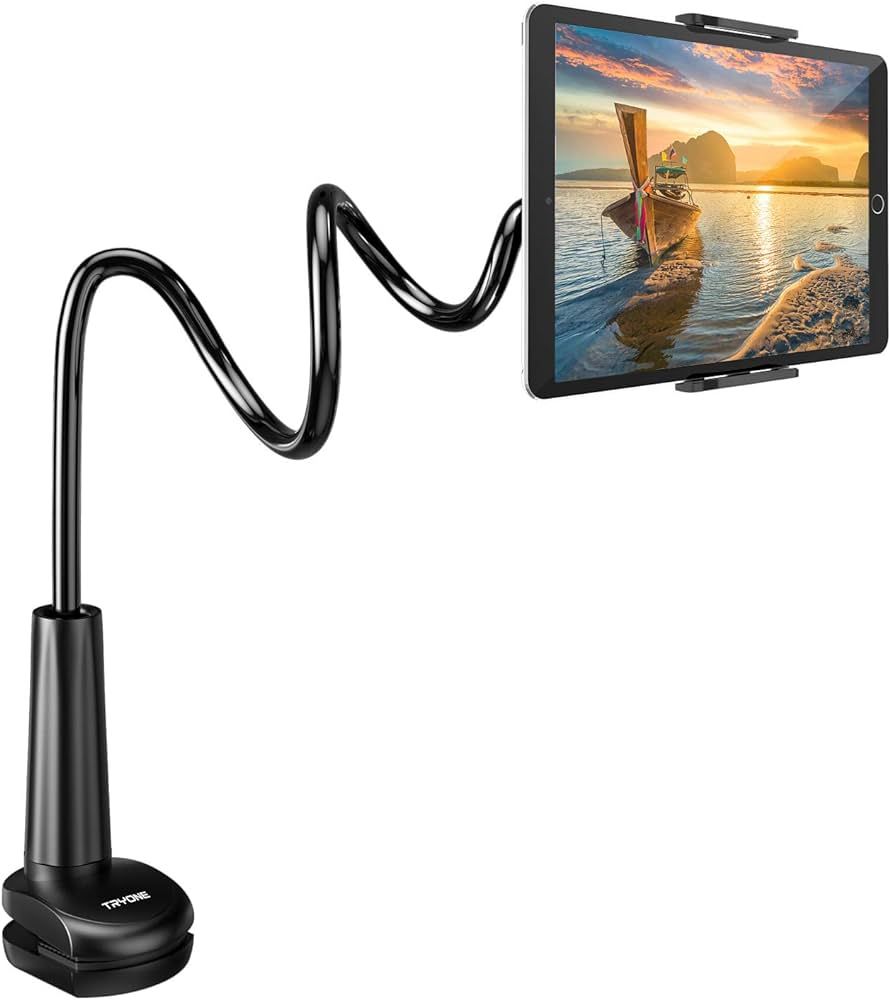 Gooseneck Tablet Holder Stand for Bed: Tryone Adjustable Flexible Arm Tablets Mount Clamp on Tabl... | Amazon (UK)