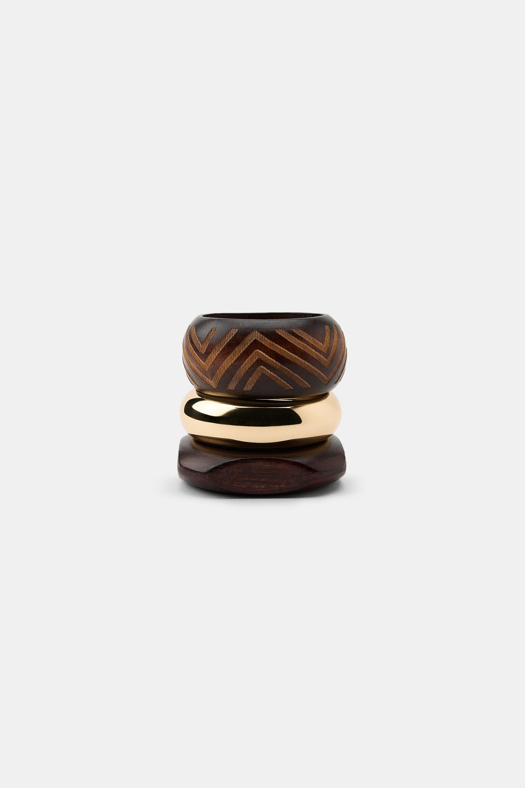 PACK OF 3 METAL AND WOODEN BRACELETS | Zara UK