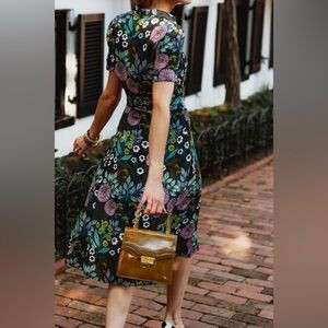 Abigail Borg x J. Crew Prairie Moonlight Midi Shirtdress Teal Purple Floral Sz 8 | Poshmark