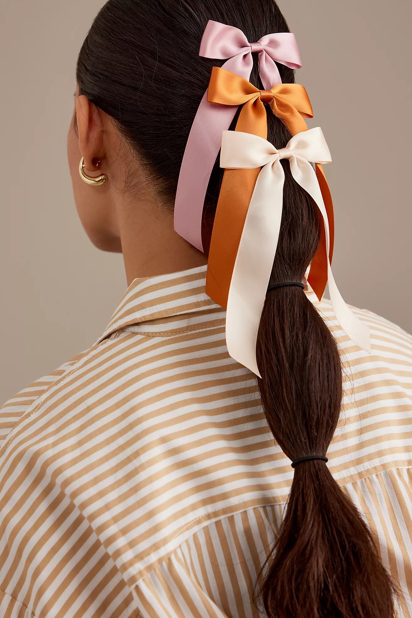 Satin Ribbon Hair Bows, Set of 3 | Anthropologie (UK)