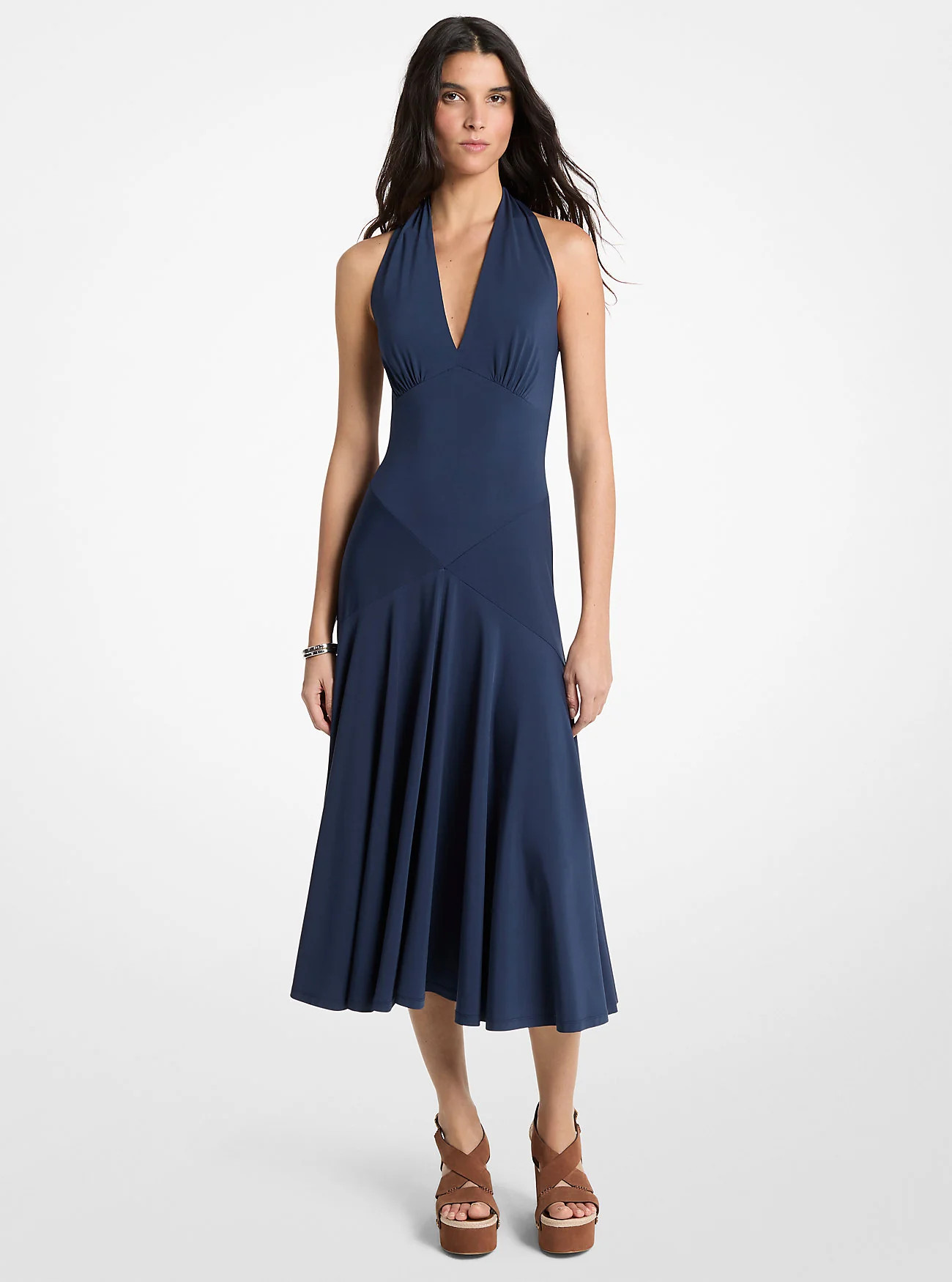 Stretch Matte Jersey Halter Midi Dress | Shop Simon