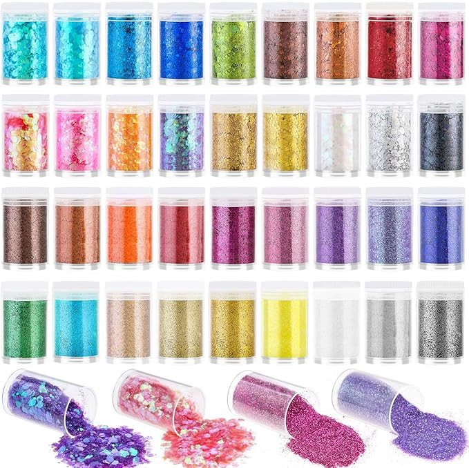 Audab Fine and Chunky Glitter Powder for Resin, Assorted Holographic Nail Sequins for Hair, Makeu... | Amazon (US)