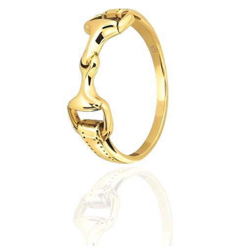Dainty Horsebit Ring – 18K Gold Plated 925 Sterling Silver | Minimalist Snaffle Bit Equestrian Jewelry, Hypoallergenic & Stackable. Horse Ring. Western Jewelry. Heritage Style. Size 10 | Amazon (US)