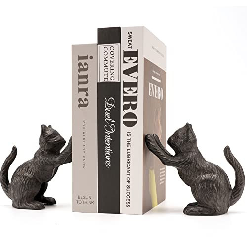 Ambipolar Cat Decorative Bookends, Unique Book Ends to Hold Books Heavy Duty for Office Desk, Vintage Antique Black Home Decor, Shelf Decoration, Modern Living Room Decor | Amazon (US)