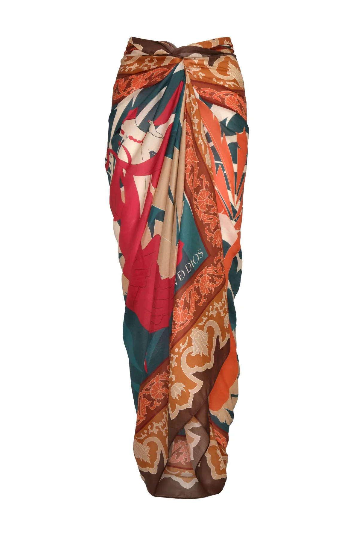 De La Falaise Cotton Silk Sarong in Peach Dancer | Over The Moon