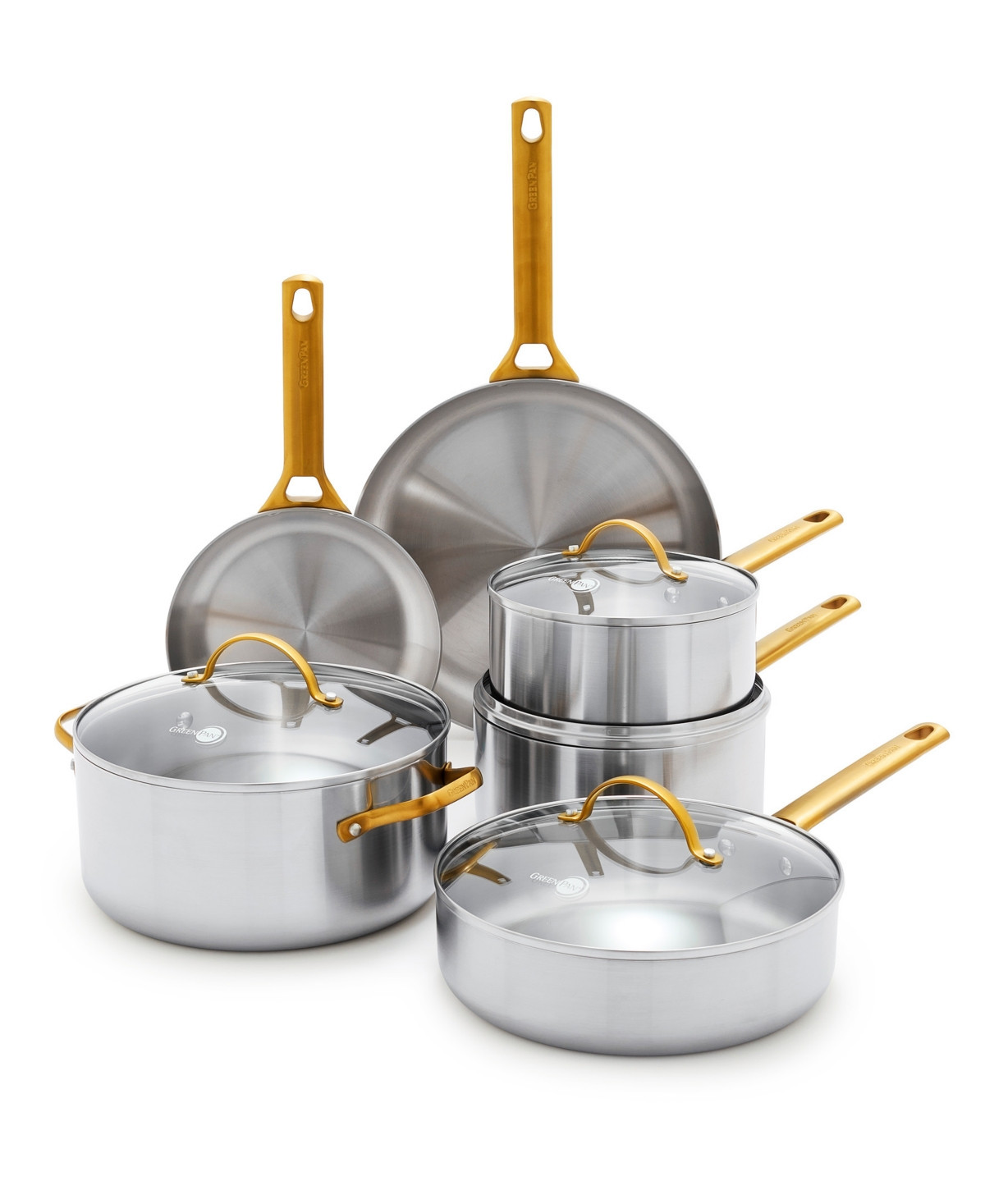 GreenPan Reserve Stainless Steel 10-Piece Cookware Set - Silver | Macy's